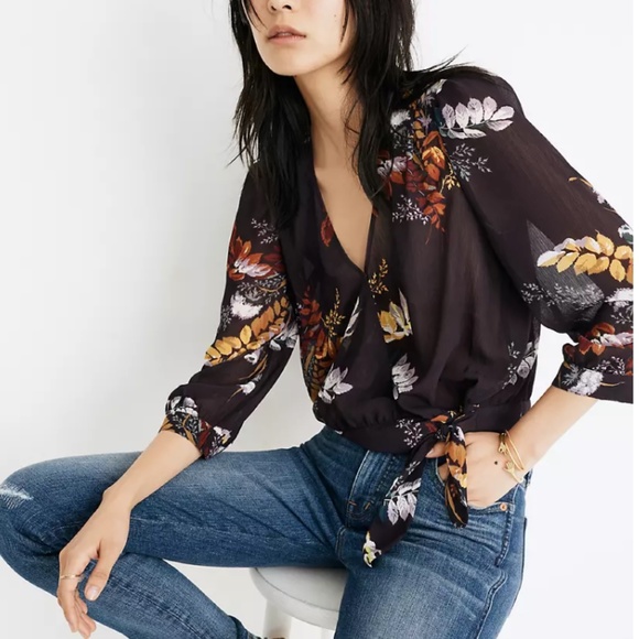 Madewell Wrap Top in Blooming Oasis - Picture 2 of 7